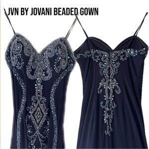 JVN by Jovani Blue Beaded/Embellished Dress - Size 0 (Stretchy Fit Up to Size 6)